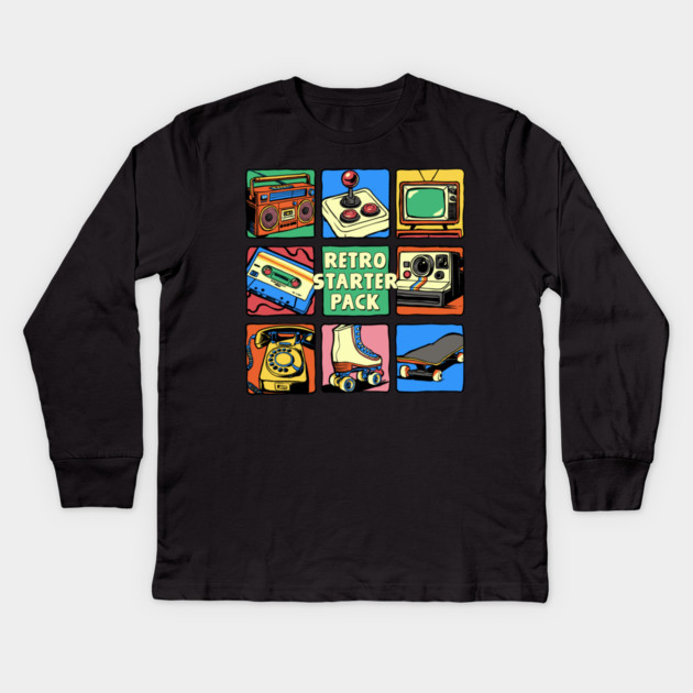 Retro Starter Pack Kids Long Sleeve T-Shirt by GoshWow®