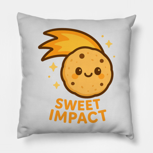 “Sweet Impact – Cosmo Bites Kawaii Cookie Comet Design Pillow by Anne Lee