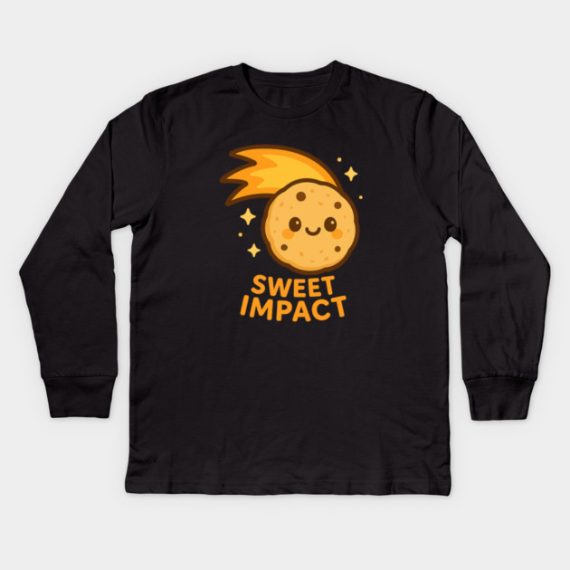“Sweet Impact – Cosmo Bites Kawaii Cookie Comet Design Kids Long Sleeve T-Shirt by Anne Lee