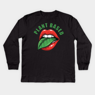 Vegan Vibes Plant-Based Lips Kids Long Sleeve T-Shirt