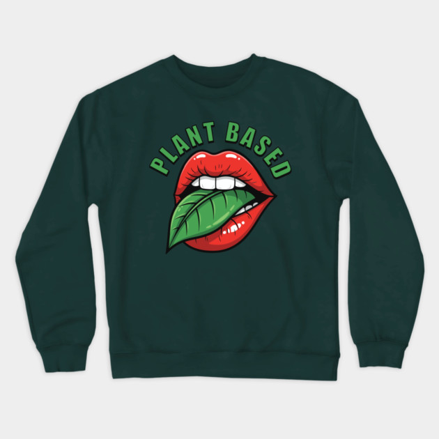 Vegan Vibes Plant-Based Lips Crewneck Sweatshirt by enrynz