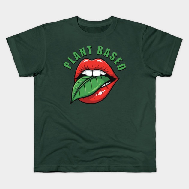 Vegan Vibes Plant-Based Lips Kids T-Shirt by enrynz