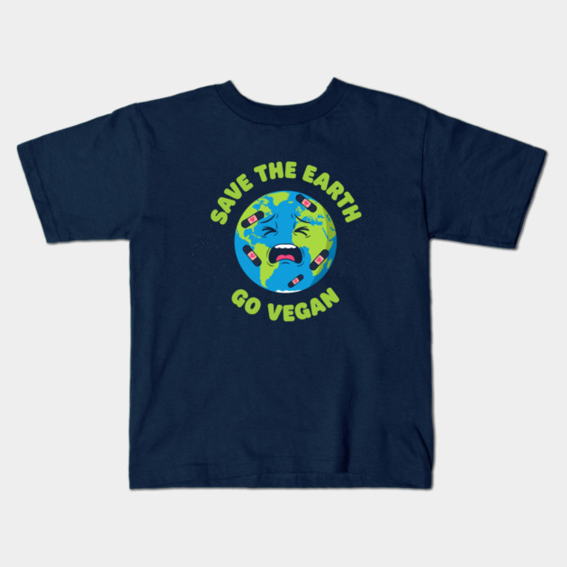 Save the Earth, Go Vegan Kids T-Shirt by enrynz