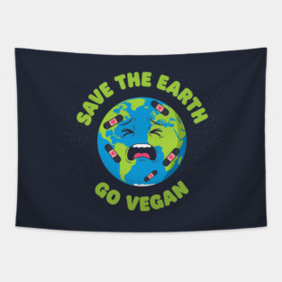Save the Earth, Go Vegan Tapestry