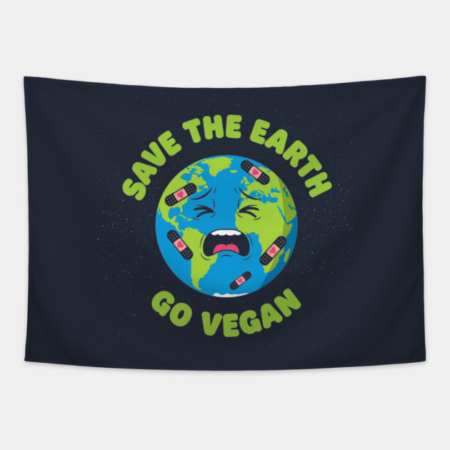 Save the Earth, Go Vegan Tapestry by enrynz
