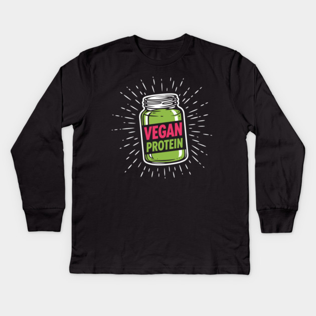 Vegan Protein Kids Long Sleeve T-Shirt by enrynz