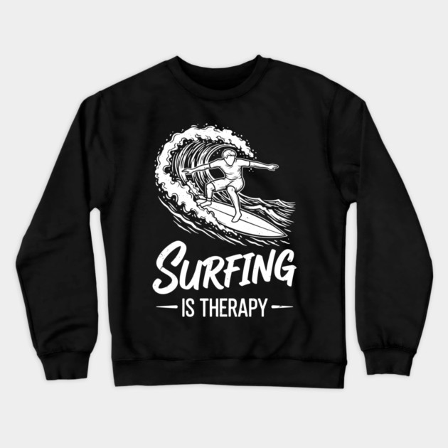 Sufing Is Therapy Crewneck Sweatshirt by enrynz