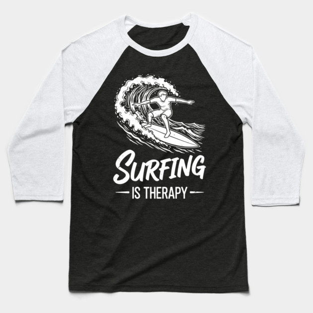 Sufing Is Therapy Baseball T-Shirt by enrynz