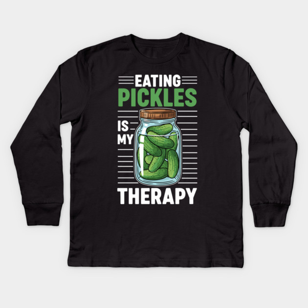 Pickle Lover's Therapy Kids Long Sleeve T-Shirt by enrynz