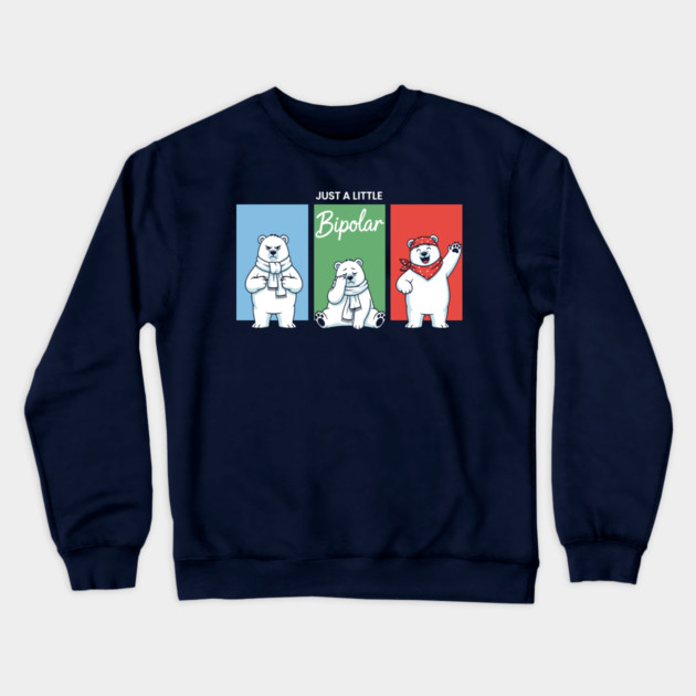 Funny Bipolar Awareness Polar Bear Crewneck Sweatshirt by enrynz