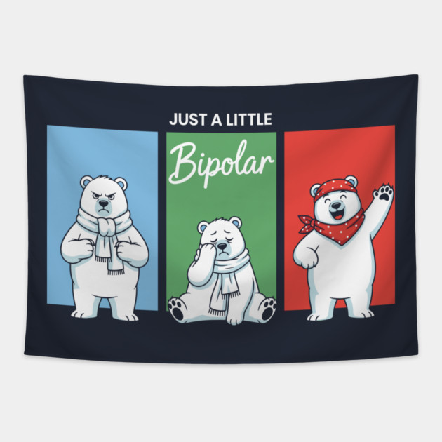 Funny Bipolar Awareness Polar Bear Tapestry by enrynz