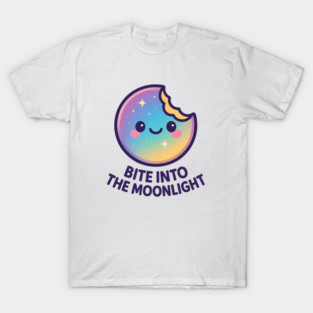 Bite Into the Moonlight – Cosmo Bites Kawaii Galaxy Moon Cookie Design T-Shirt