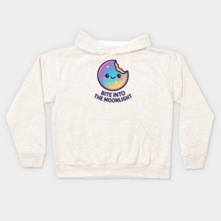 Bite Into the Moonlight – Cosmo Bites Kawaii Galaxy Moon Cookie Design Kids Hoodie