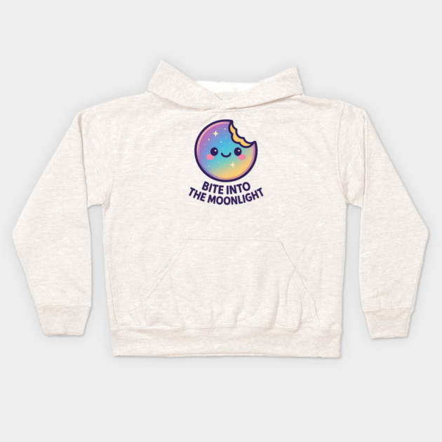 Bite Into the Moonlight – Cosmo Bites Kawaii Galaxy Moon Cookie Design Kids Hoodie by Anne Lee