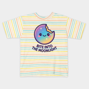 Bite Into the Moonlight – Cosmo Bites Kawaii Galaxy Moon Cookie Design Kids T-Shirt