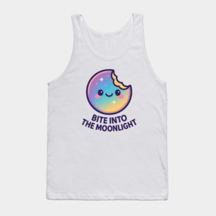 Bite Into the Moonlight – Cosmo Bites Kawaii Galaxy Moon Cookie Design Tank Top