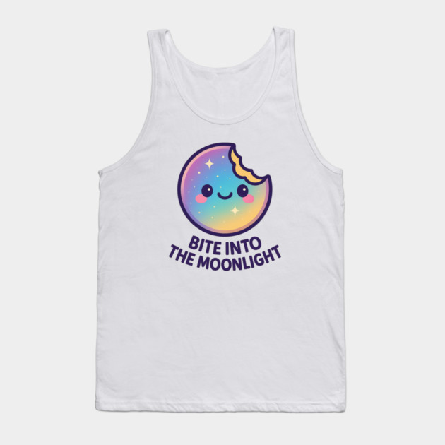 Bite Into the Moonlight – Cosmo Bites Kawaii Galaxy Moon Cookie Design Tank Top by Anne Lee