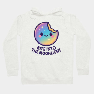 Bite Into the Moonlight – Cosmo Bites Kawaii Galaxy Moon Cookie Design Hoodie