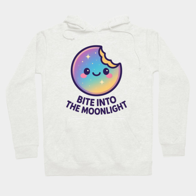 Bite Into the Moonlight – Cosmo Bites Kawaii Galaxy Moon Cookie Design Hoodie by Anne Lee
