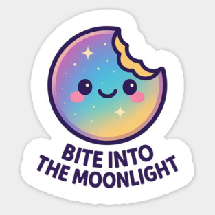 Bite Into the Moonlight – Cosmo Bites Kawaii Galaxy Moon Cookie Design Sticker