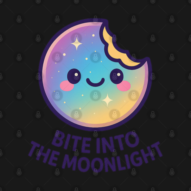 Bite Into the Moonlight – Cosmo Bites Kawaii Galaxy Moon Cookie Design by Anne Lee