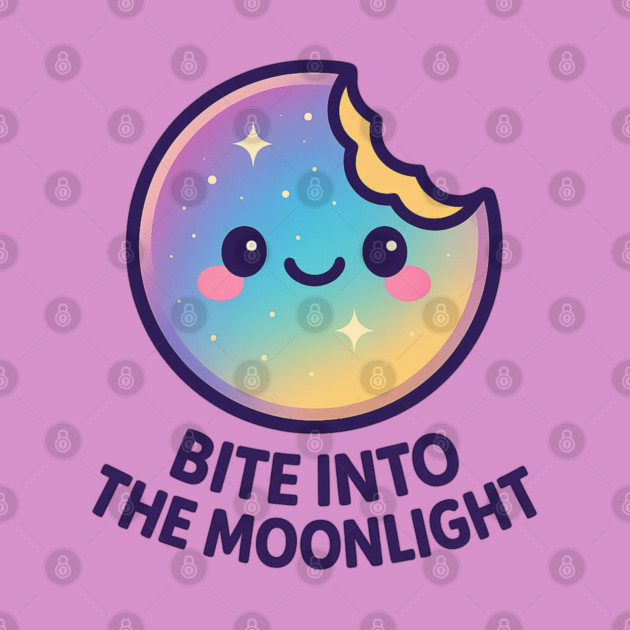 Bite Into the Moonlight – Cosmo Bites Kawaii Galaxy Moon Cookie Design by Anne Lee