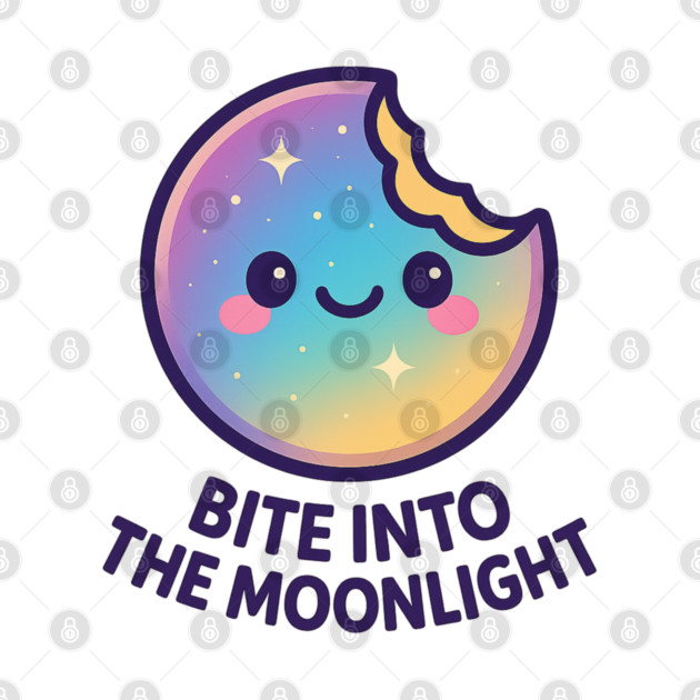 Bite Into the Moonlight – Cosmo Bites Kawaii Galaxy Moon Cookie Design by Anne Lee