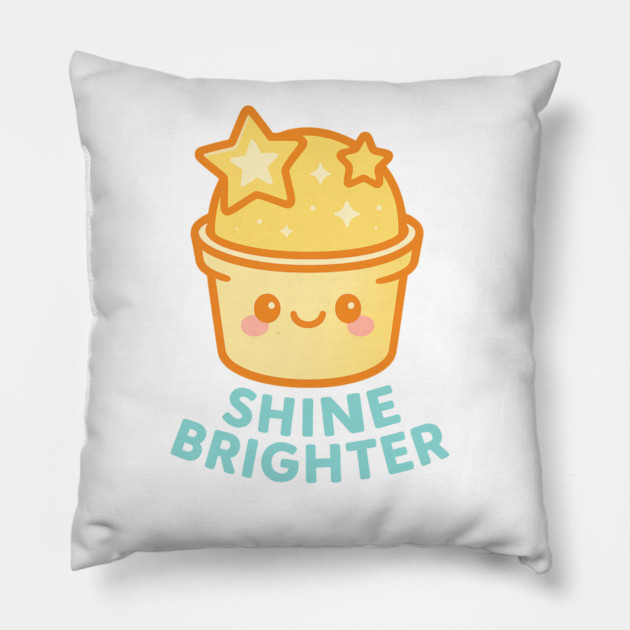 Shine Brighter – Cosmo Bites Kawaii Star Scoop Dessert Design Pillow by Anne Lee