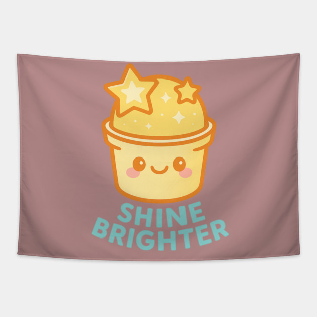Shine Brighter – Cosmo Bites Kawaii Star Scoop Dessert Design Tapestry by Anne Lee
