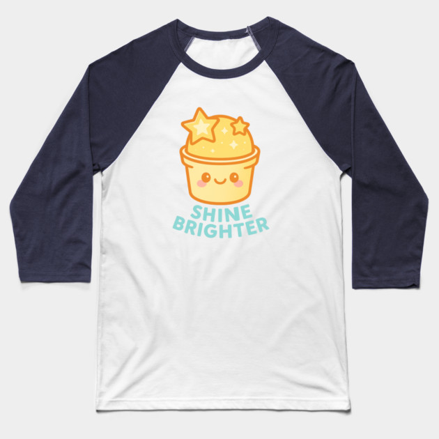 Shine Brighter – Cosmo Bites Kawaii Star Scoop Dessert Design Baseball T-Shirt by Anne Lee