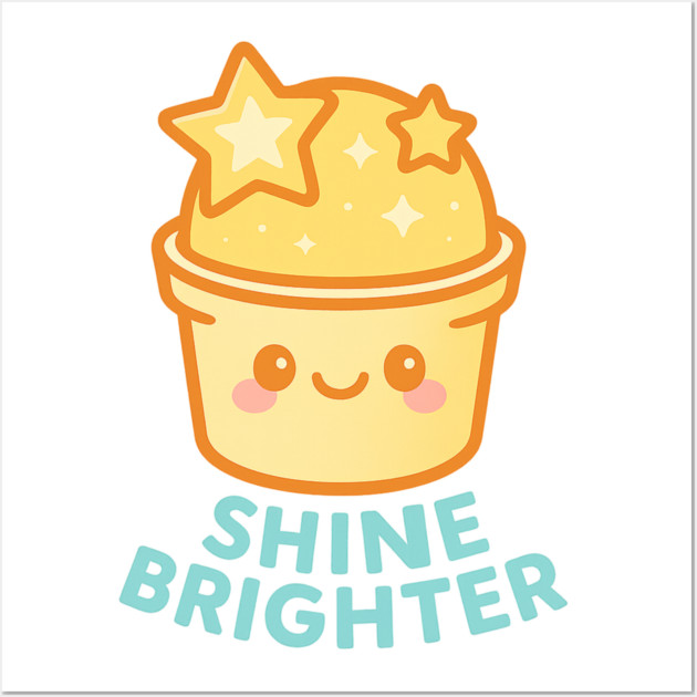 Shine Brighter – Cosmo Bites Kawaii Star Scoop Dessert Design Wall Art by Anne Lee