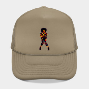 Retro Funk Style Striped Outfit Character Illustration Hat