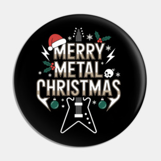 Retro Metal Christmas Guitar Tree Music Band Holiday Pin