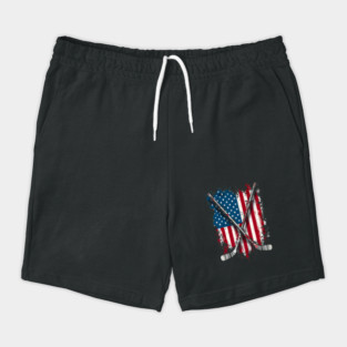 Hockey USA Flag American Flag Patriotic Player Shorts