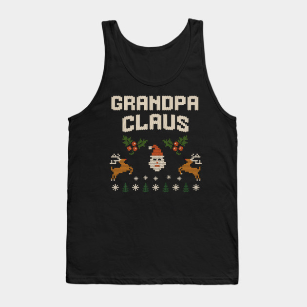 Grandpa Claus Christmas Sweater Design – Funny Retro Knit-Style Holiday Graphic for Grandpa Tank Top by DonWillisJrArt