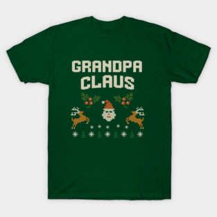 Grandpa Claus Christmas Sweater Design – Funny Retro Knit-Style Holiday Graphic for Grandpa T-Shirt