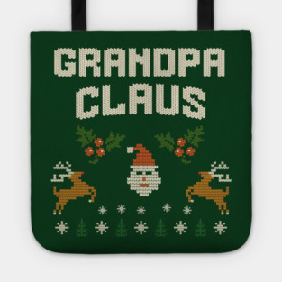 Grandpa Claus Christmas Sweater Design – Funny Retro Knit-Style Holiday Graphic for Grandpa Tote