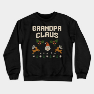 Grandpa Claus Christmas Sweater Design – Funny Retro Knit-Style Holiday Graphic for Grandpa Crewneck Sweatshirt