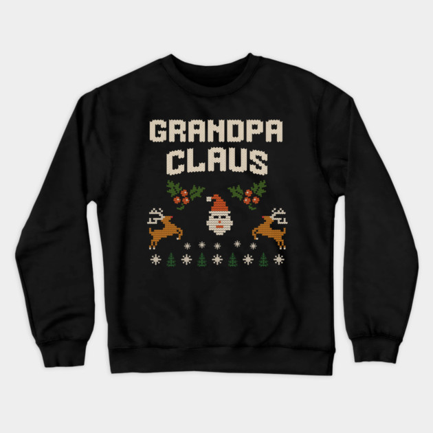 Grandpa Claus Christmas Sweater Design – Funny Retro Knit-Style Holiday Graphic for Grandpa Crewneck Sweatshirt by DonWillisJrArt