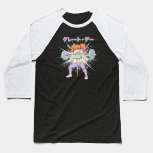 Anime Gym Girl -  Japanese Aesthetic ( Glute Day ) Baseball T-Shirt