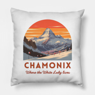 Chamonix, French Alps Winter Sports Souvenir Pillow