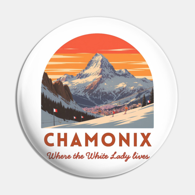 Chamonix, French Alps Winter Sports Souvenir Pin by Art2Wear