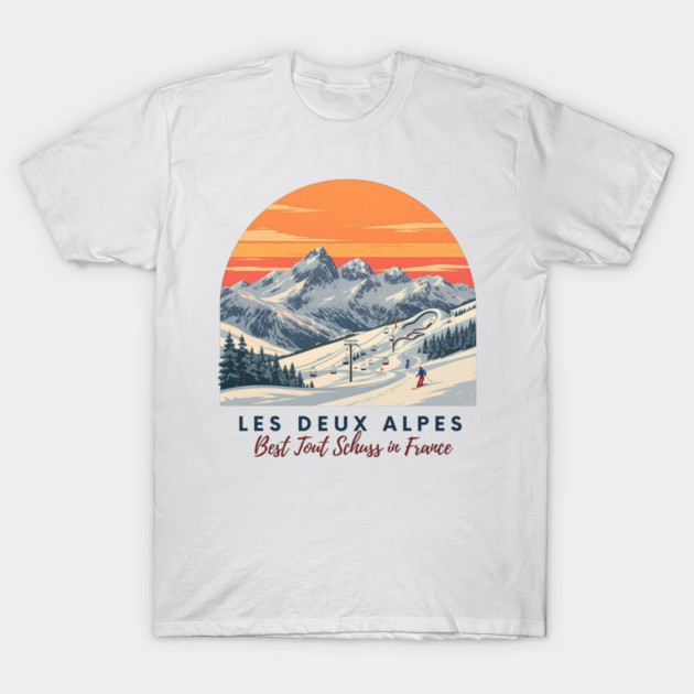 Les Deux Alpes France Skiing Tout Schuss Vacation T-Shirt by Art2Wear