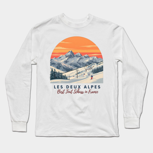 Les Deux Alpes France Skiing Tout Schuss Vacation Long Sleeve T-Shirt by Art2Wear