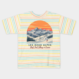 Les Deux Alpes France Skiing Tout Schuss Vacation Kids T-Shirt