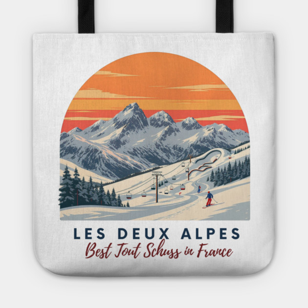 Les Deux Alpes France Skiing Tout Schuss Vacation Tote by Art2Wear