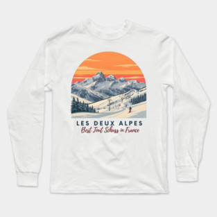 Les Deux Alpes France Skiing Tout Schuss Vacation Long Sleeve T-Shirt