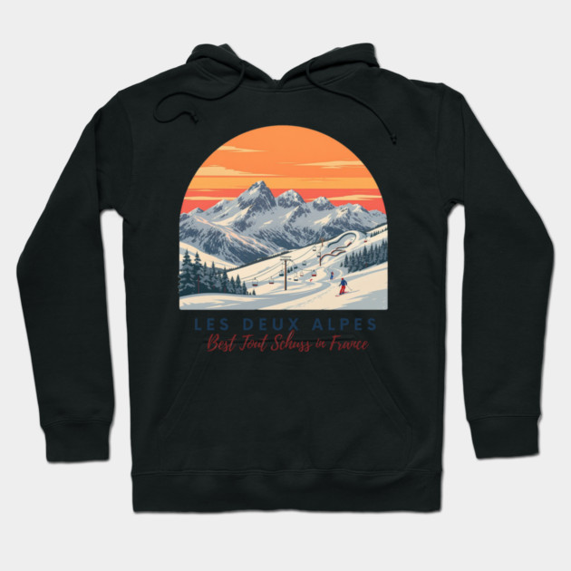 Les Deux Alpes France Skiing Tout Schuss Vacation Hoodie by Art2Wear