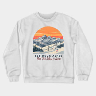 Les Deux Alpes France Skiing Tout Schuss Vacation Crewneck Sweatshirt