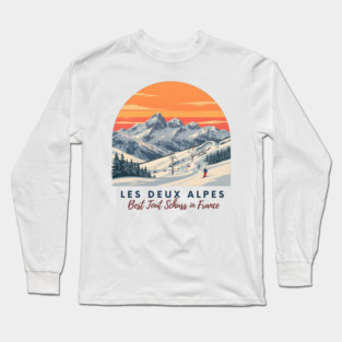 Les Deux Alpes France Skiing Tout Schuss Vacation Long Sleeve T-Shirt